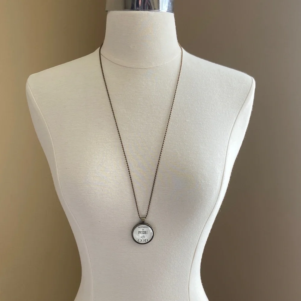 NWT Faith‎ Based Pendant Necklace - Nothing is Impossible With God
